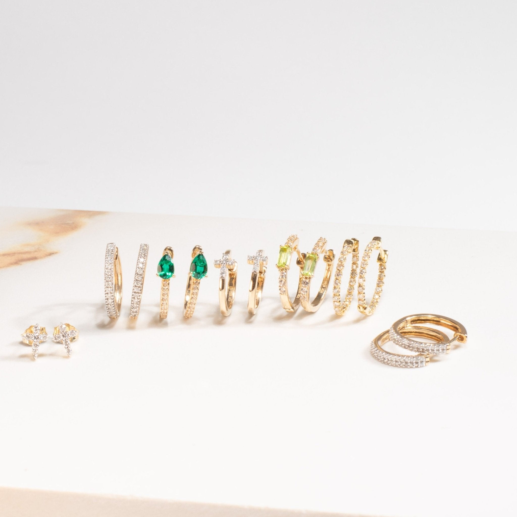 Teardrop Shaped Emerald and White Sapphire Hoop Earrings Earrings Estella Collection #product_description# 32676 10k Birthstone Birthstone Jewelry #tag4# #tag5# #tag6# #tag7# #tag8# #tag9# #tag10#