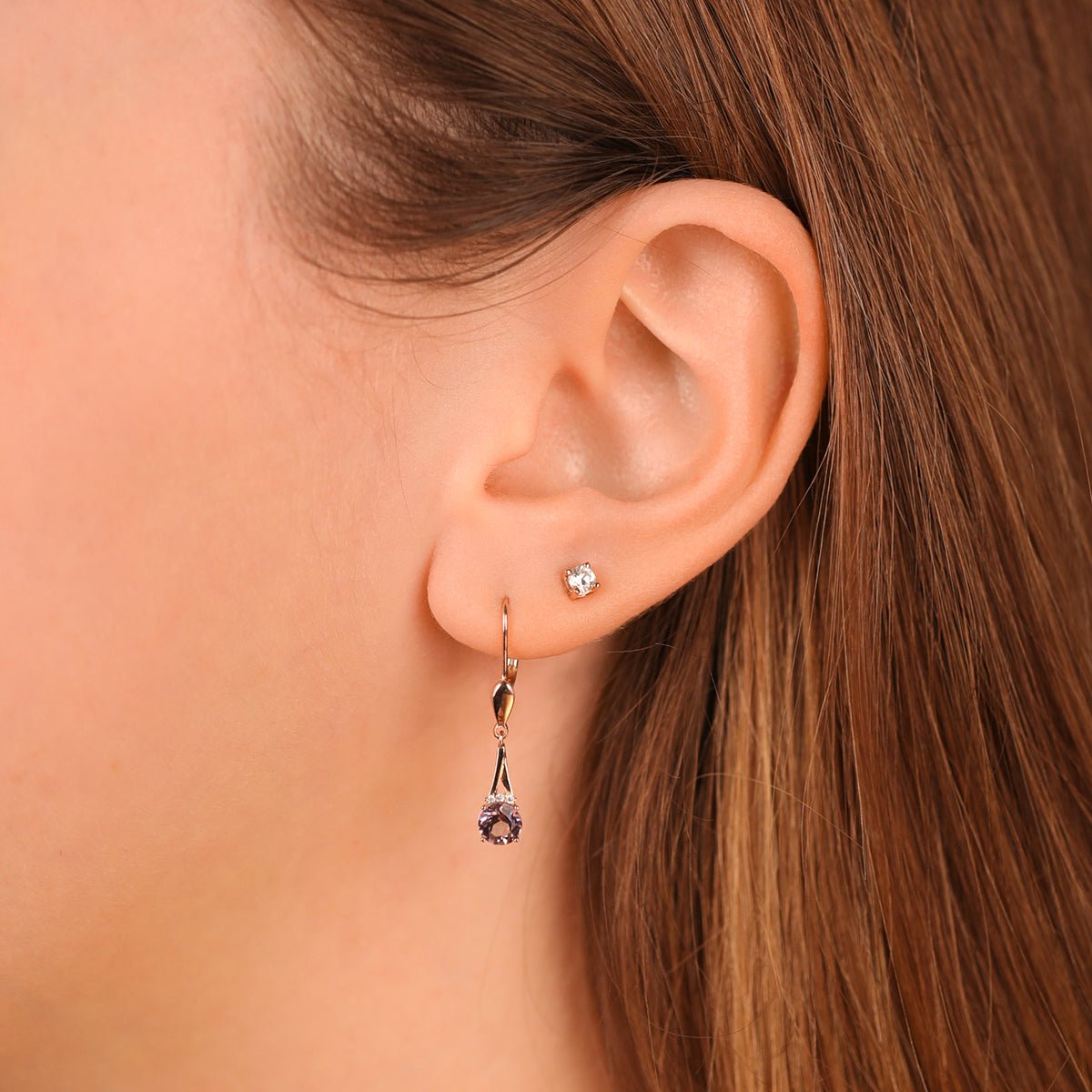 Amethyst and Diamond Drop Earrings Earrings Estella Collection #product_description# 17598 14k Amethyst Birthstone #tag4# #tag5# #tag6# #tag7# #tag8# #tag9# #tag10#