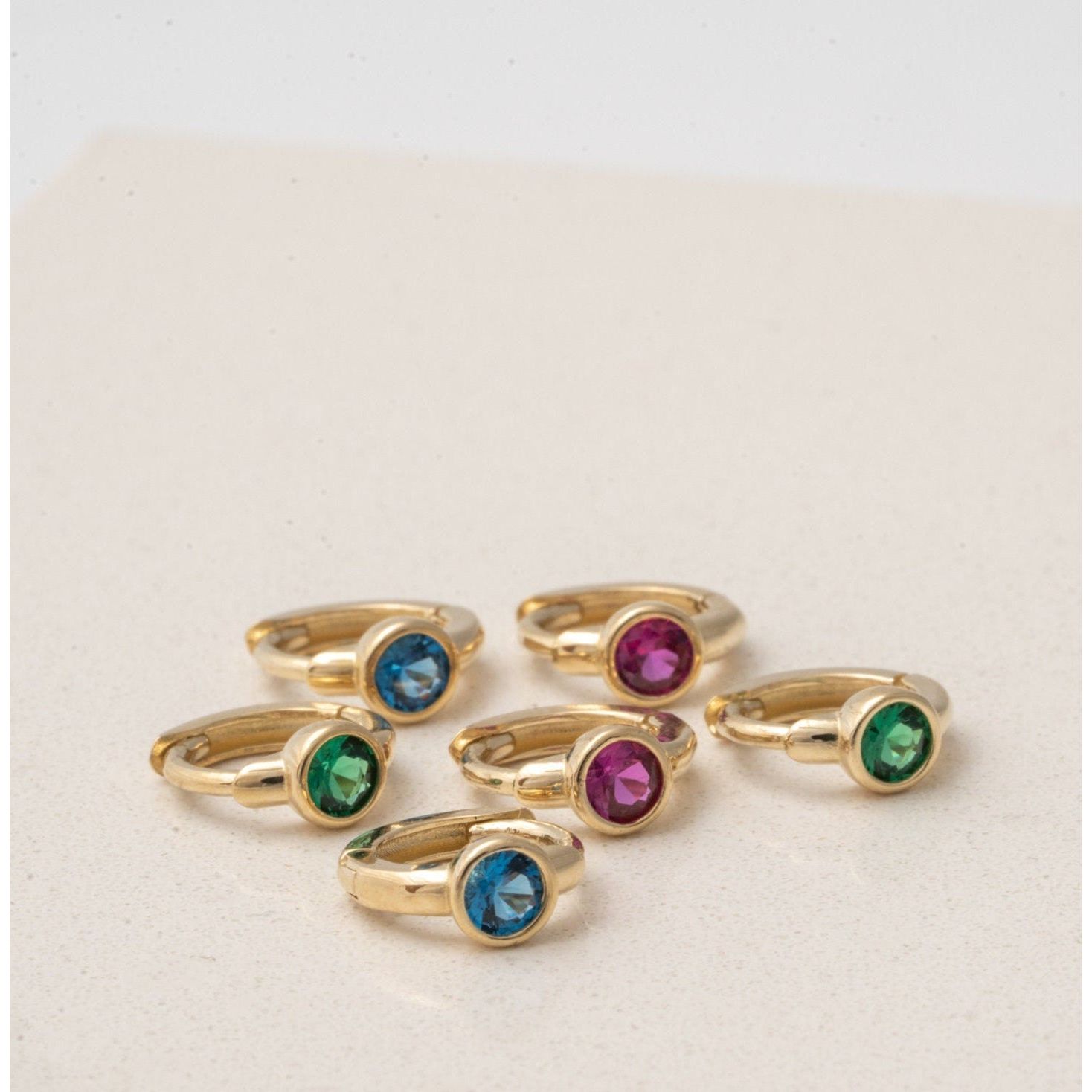 Bezel Set Emerald Huggie in 14k Gold Earrings Estella Collection #product_description# 18367 14k Birthstone Birthstone Earrings #tag4# #tag5# #tag6# #tag7# #tag8# #tag9# #tag10# 6mm Single Hoop