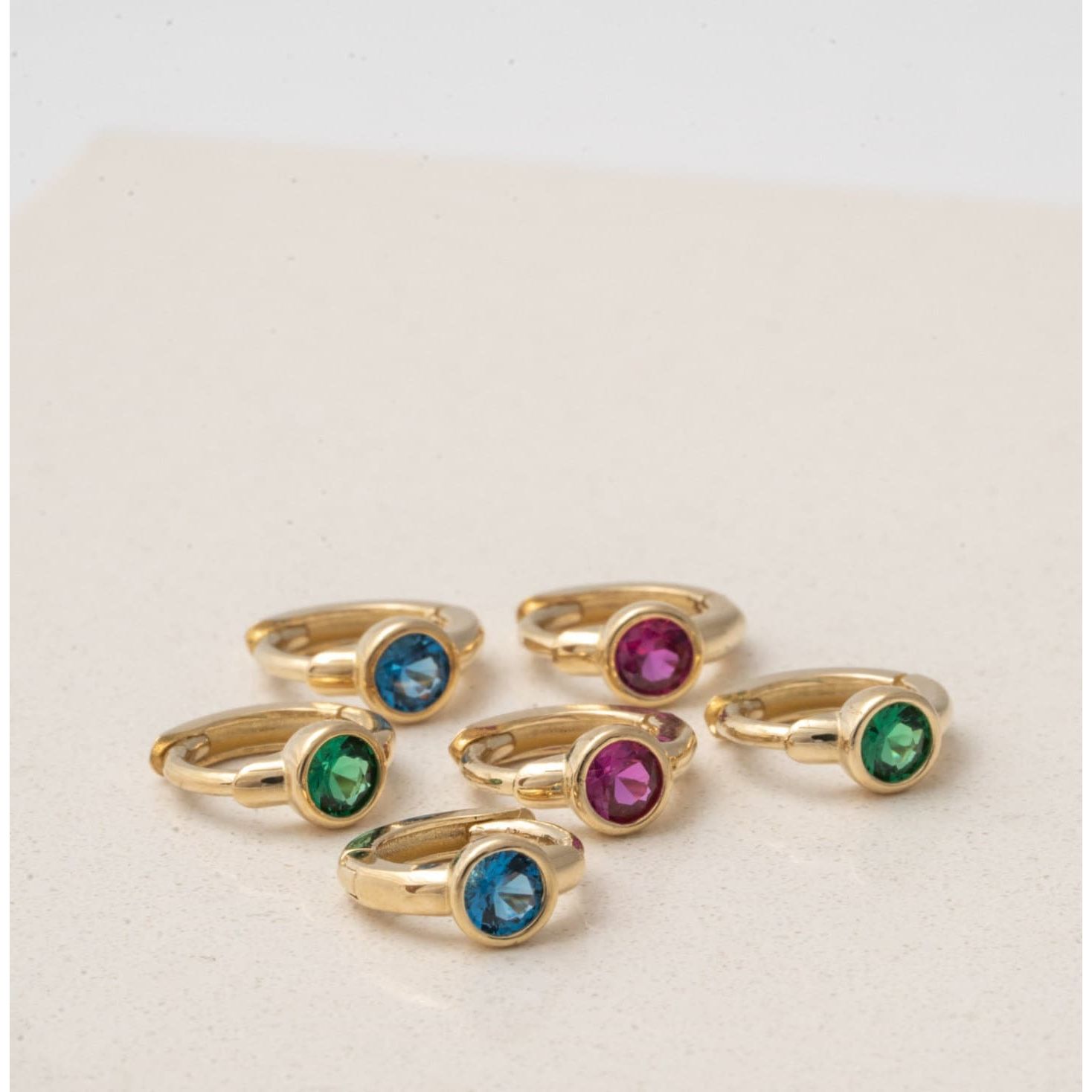 Bezel Set Ruby Huggie in 14k Gold Earrings Estella Collection #product_description# 18369 14k Birthstone cartilage hoop #tag4# #tag5# #tag6# #tag7# #tag8# #tag9# #tag10# 6mm Single Hoop