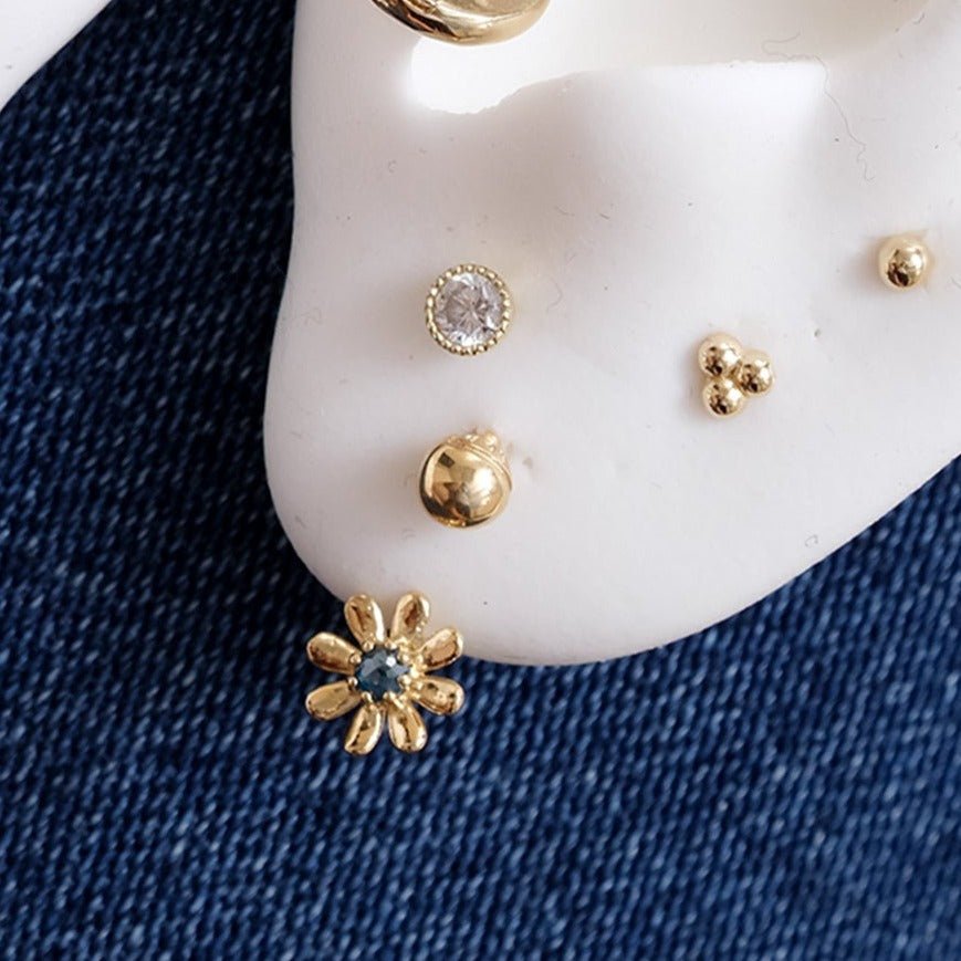 Blue Diamond Flower & Ball Reversible Huggie Hoop Earring Earrings Estella Collection #product_description# 17898 14k Blue Diamond Blue stone #tag4# #tag5# #tag6# #tag7# #tag8# #tag9# #tag10#