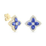 Blue Sapphire Clover Stud Earrings with White Sapphire Halo Earrings Estella Collection #product_description# 32657 10k Birthstone blue #tag4# #tag5# #tag6# #tag7# #tag8# #tag9# #tag10#