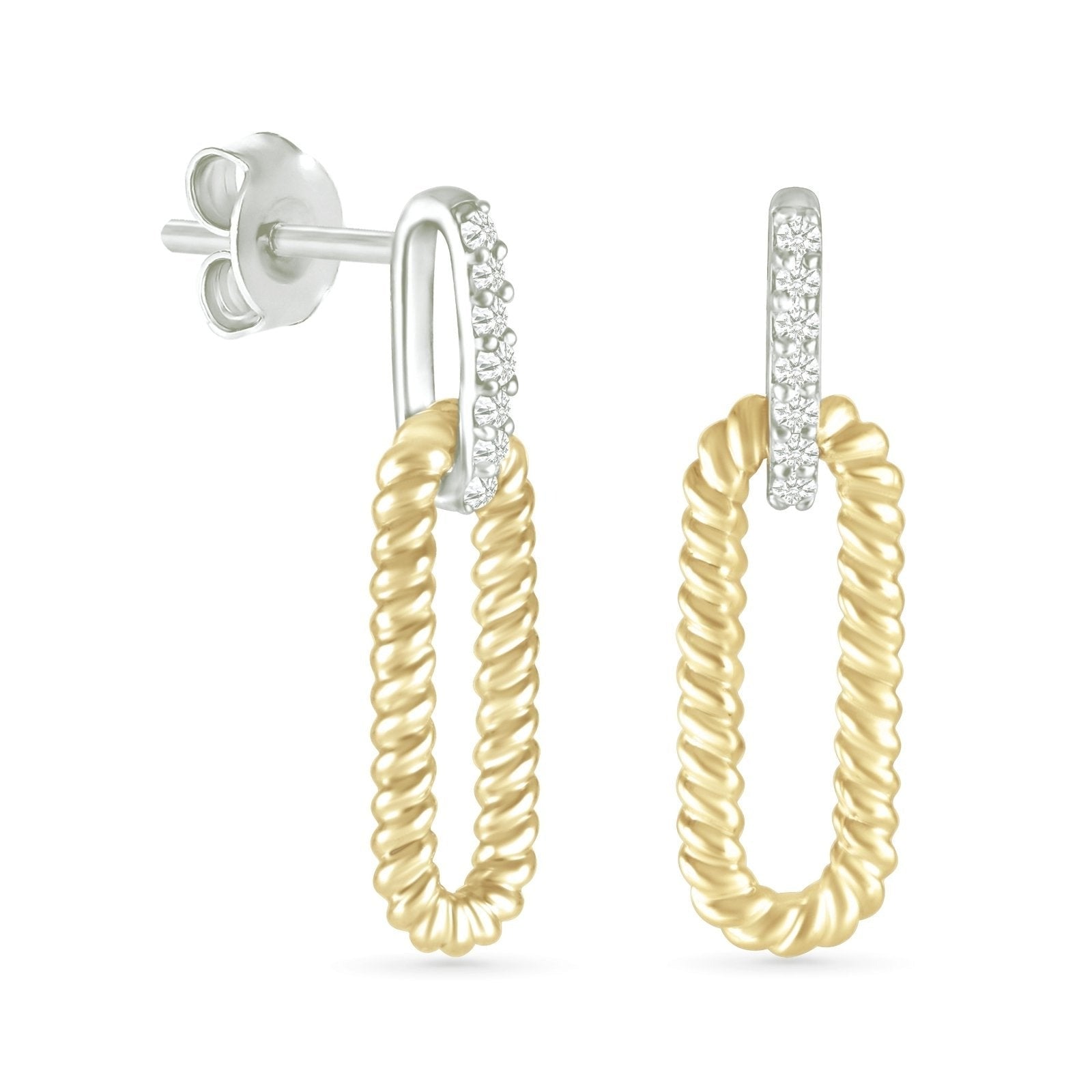 Dangling Cable Twisted Paperclip Stud Earrings Earrings Estella Collection #product_description# 32649 925 Diamond Made to Order #tag4# #tag5# #tag6# #tag7# #tag8# #tag9# #tag10#