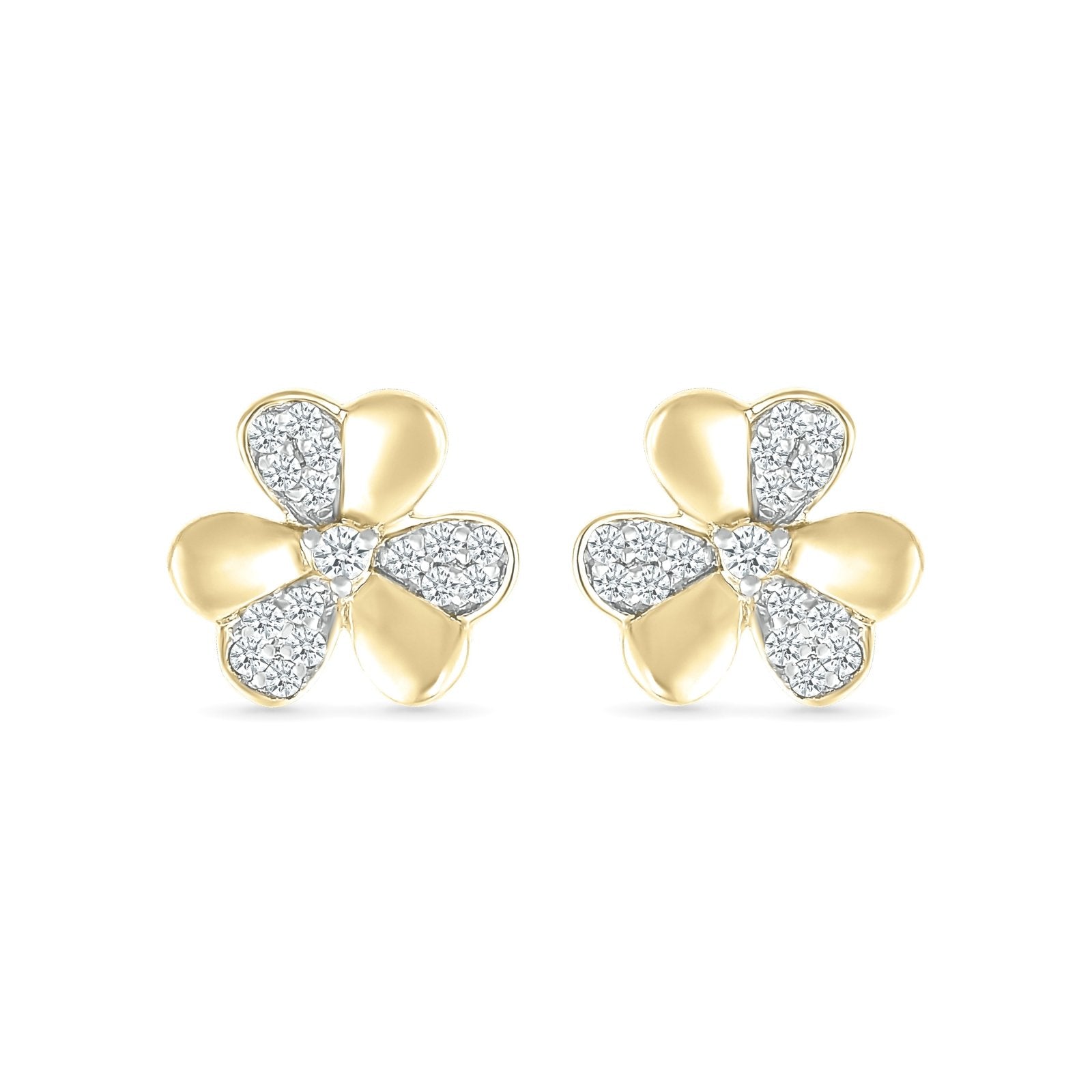 Diamond 3 Petal Lucky Clover Stud Earrings Earrings Estella Collection #product_description# 32672 10k April Birthstone Colorless Gemstone #tag4# #tag5# #tag6# #tag7# #tag8# #tag9# #tag10#
