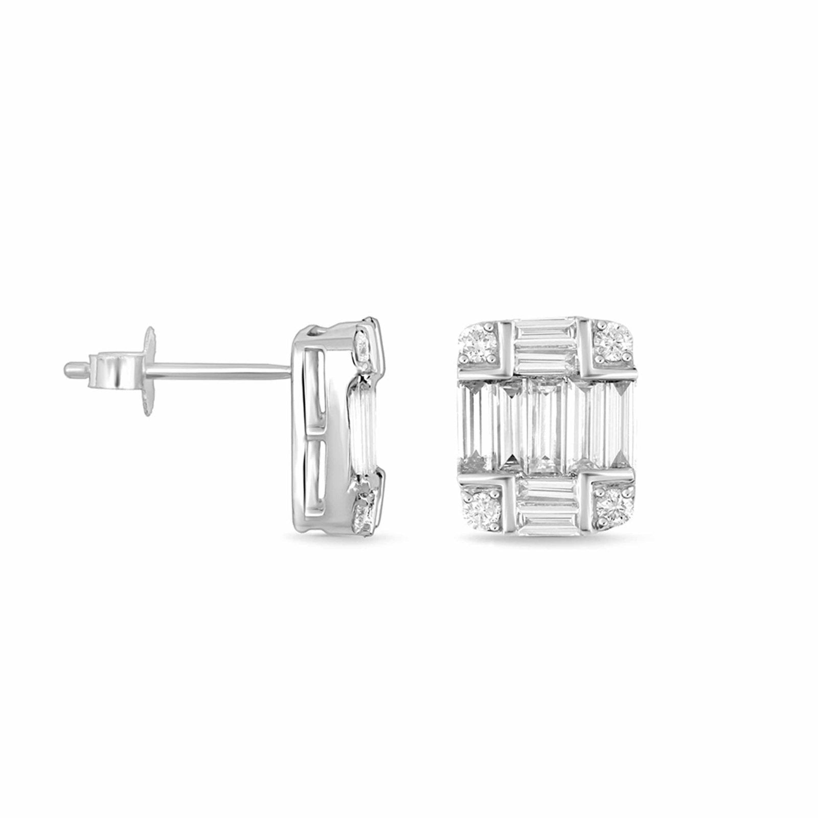 Diamond Baguette Illusion Stud Earrings in Solid 18k White Gold Earrings Estella Collection #product_description# 18k Colorless Gemstone Diamond #tag4# #tag5# #tag6# #tag7# #tag8# #tag9# #tag10#