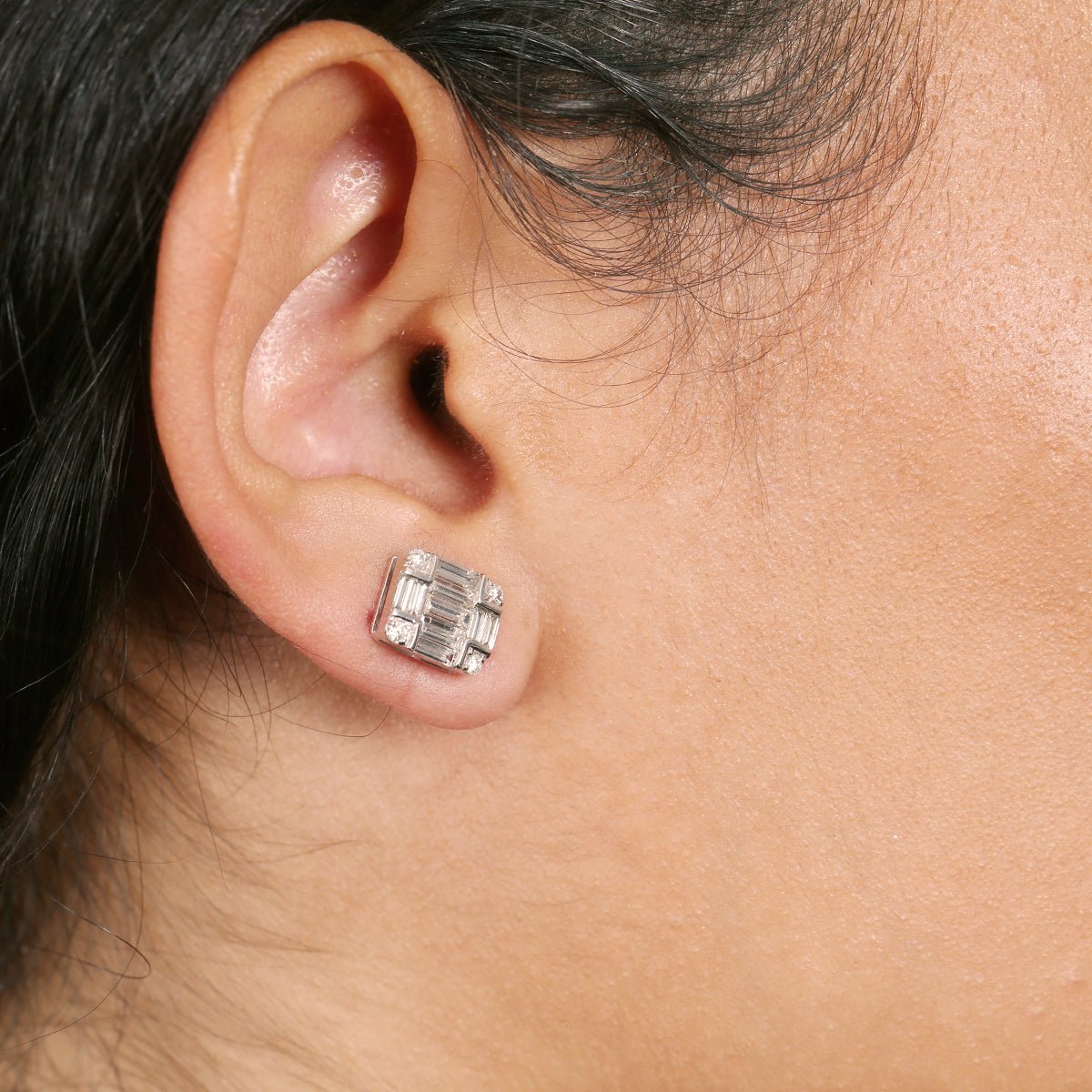 Diamond Baguette Illusion Stud Earrings in Solid 18k White Gold Earrings Estella Collection #product_description# 18k Colorless Gemstone Diamond #tag4# #tag5# #tag6# #tag7# #tag8# #tag9# #tag10#
