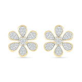 Diamond Flower Earrings with Gold Bezel Earrings Estella Collection #product_description# 32669 10k April Birthstone Colorless Gemstone #tag4# #tag5# #tag6# #tag7# #tag8# #tag9# #tag10#