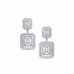Double Baguette Diamond Halo Drop Earrings in Solid 18k White Gold Earrings Estella Collection #product_description# 18k Birthstone Birthstone Earrings #tag4# #tag5# #tag6# #tag7# #tag8# #tag9# #tag10#