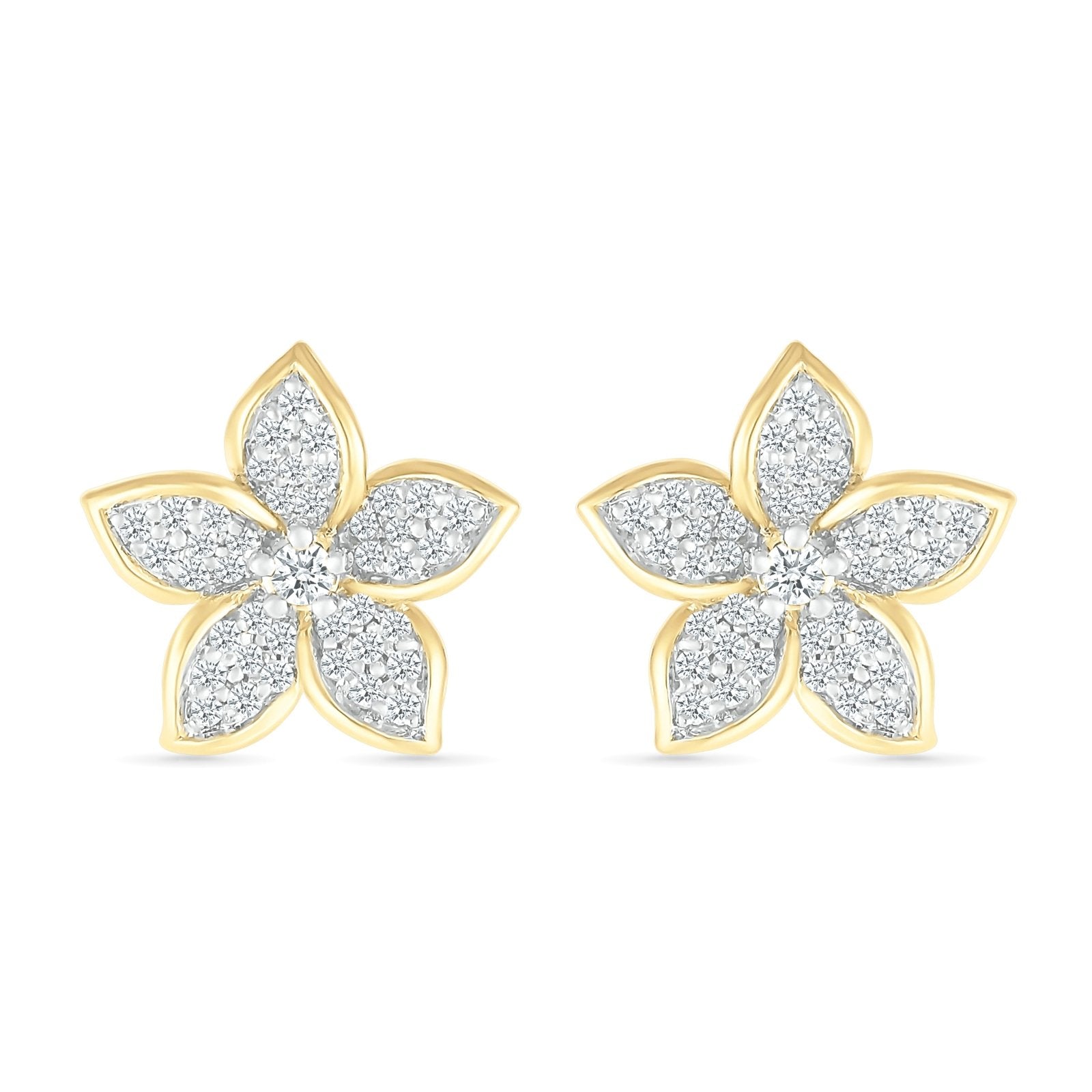Five Petal Diamond Flower Stud Earrings Earrings Estella Collection #product_description# 32671 10k April Birthstone Colorless Gemstone #tag4# #tag5# #tag6# #tag7# #tag8# #tag9# #tag10#