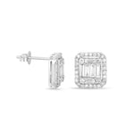 Jumbo Baguette Diamond Halo Stud Earrings in Solid 18k White Gold Earrings Estella Collection #product_description# 18k Birthstone Birthstone Earrings #tag4# #tag5# #tag6# #tag7# #tag8# #tag9# #tag10#