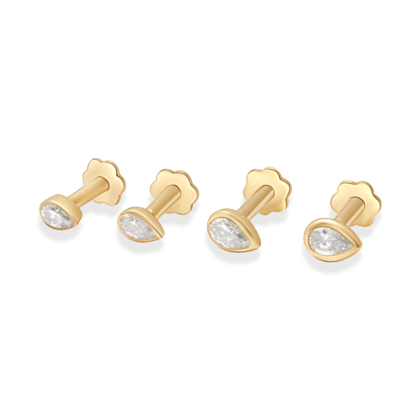 Pear Diamond Bezel Set - Flat Back Stud Earring Earrings Estella Collection #product_description# 18495 14k April Birthstone Birthstone #tag4# #tag5# #tag6# #tag7# #tag8# #tag9# #tag10# 0.06 ct 5MM