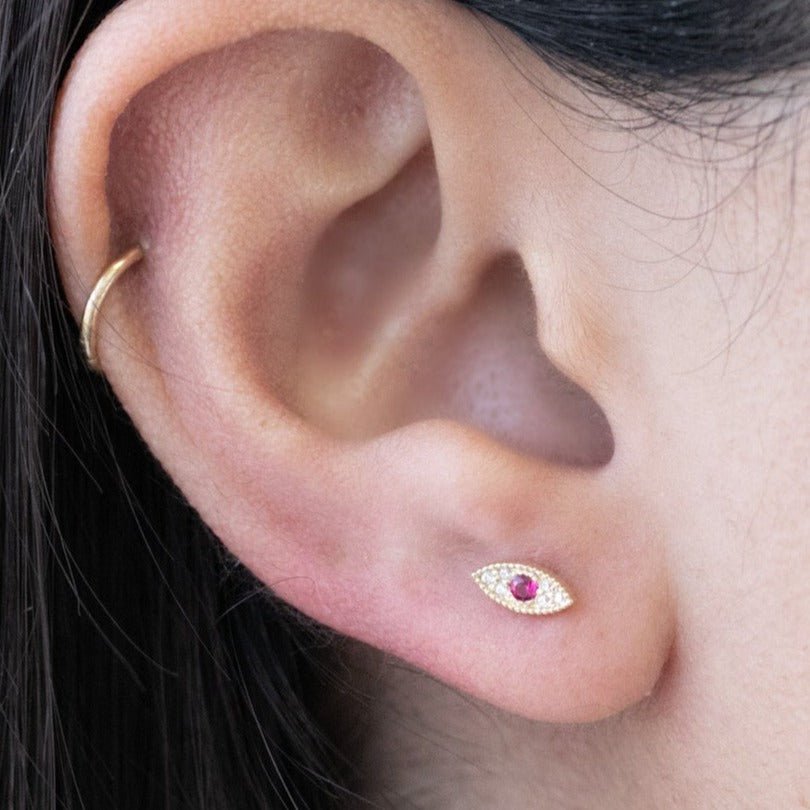 Ruby Evil Eye Flat Back Stud Earrings Estella Collection #product_description# 17952 14k Birthstone Cartilage Earring #tag4# #tag5# #tag6# #tag7# #tag8# #tag9# #tag10# 5MM