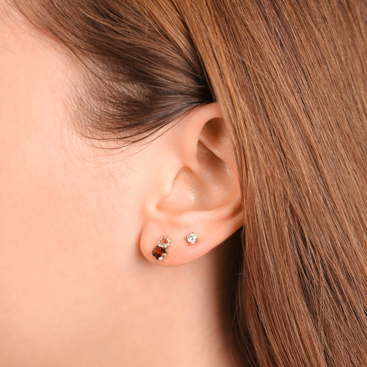 Stacked Diamond and Garnet Solitaire Stud Earrings Earrings Estella Collection #product_description# 14k Birthstone Diamond #tag4# #tag5# #tag6# #tag7# #tag8# #tag9# #tag10#