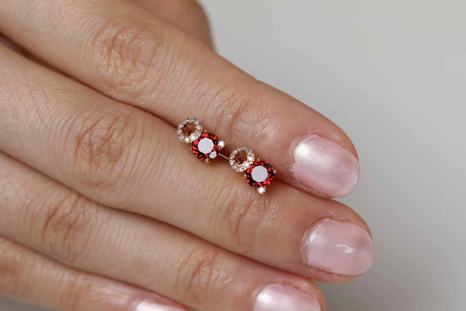 Stacked Diamond and Garnet Solitaire Stud Earrings Earrings Estella Collection #product_description# 14k Birthstone Diamond #tag4# #tag5# #tag6# #tag7# #tag8# #tag9# #tag10#