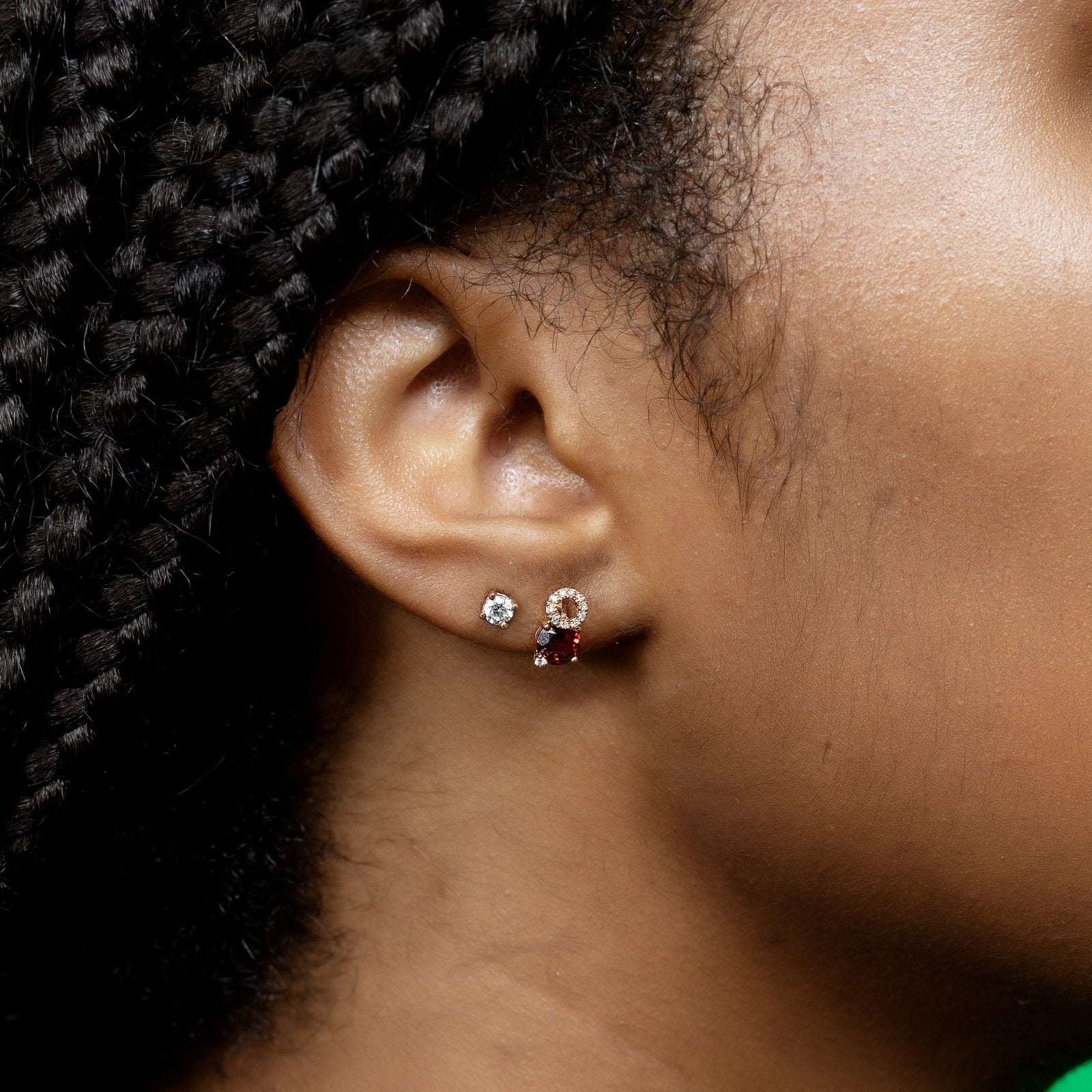 Stacked Diamond and Garnet Solitaire Stud Earrings Earrings Estella Collection #product_description# 14k Birthstone Diamond #tag4# #tag5# #tag6# #tag7# #tag8# #tag9# #tag10#