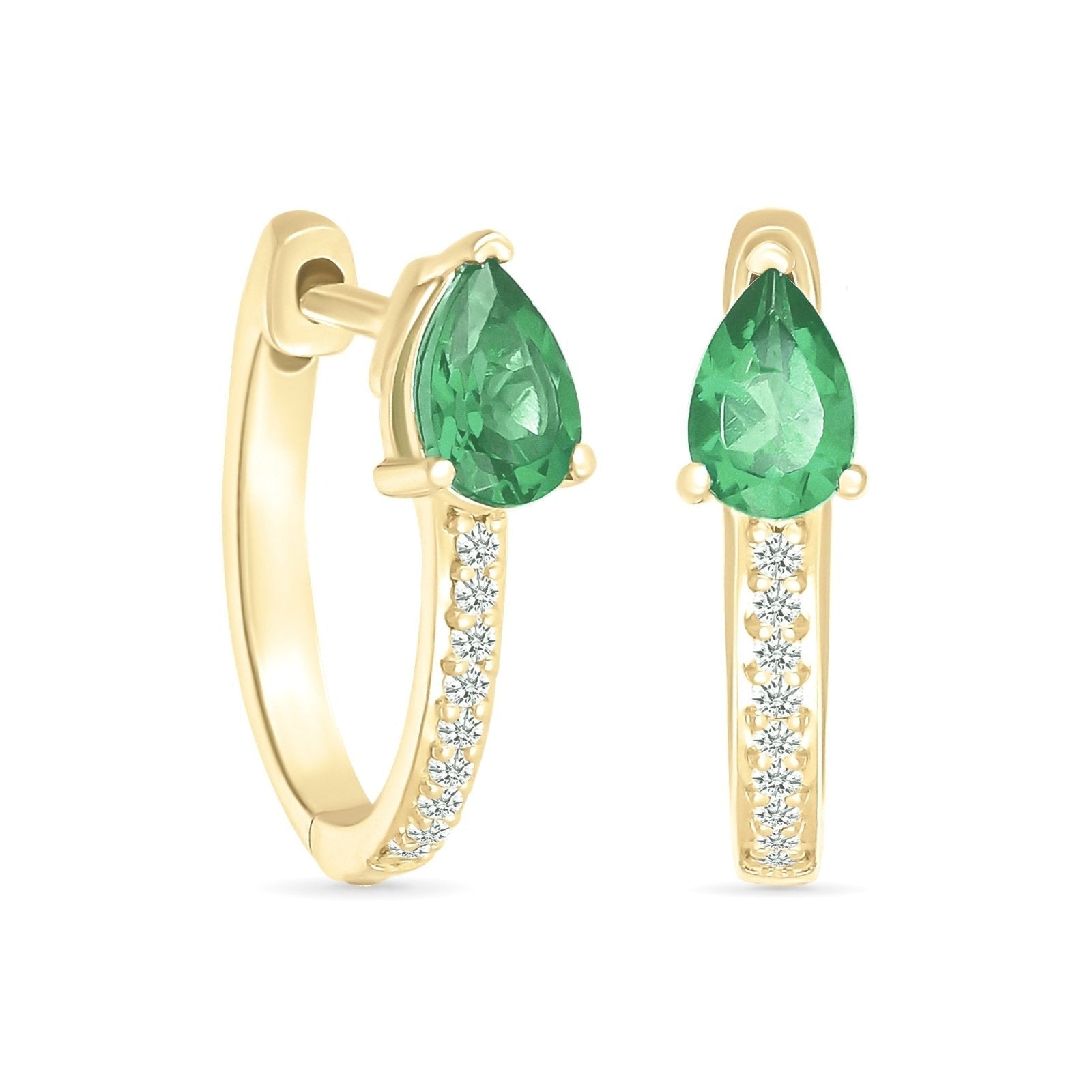 Teardrop Shaped Emerald and White Sapphire Hoop Earrings Earrings Estella Collection #product_description# 32676 10k Birthstone Birthstone Jewelry #tag4# #tag5# #tag6# #tag7# #tag8# #tag9# #tag10#