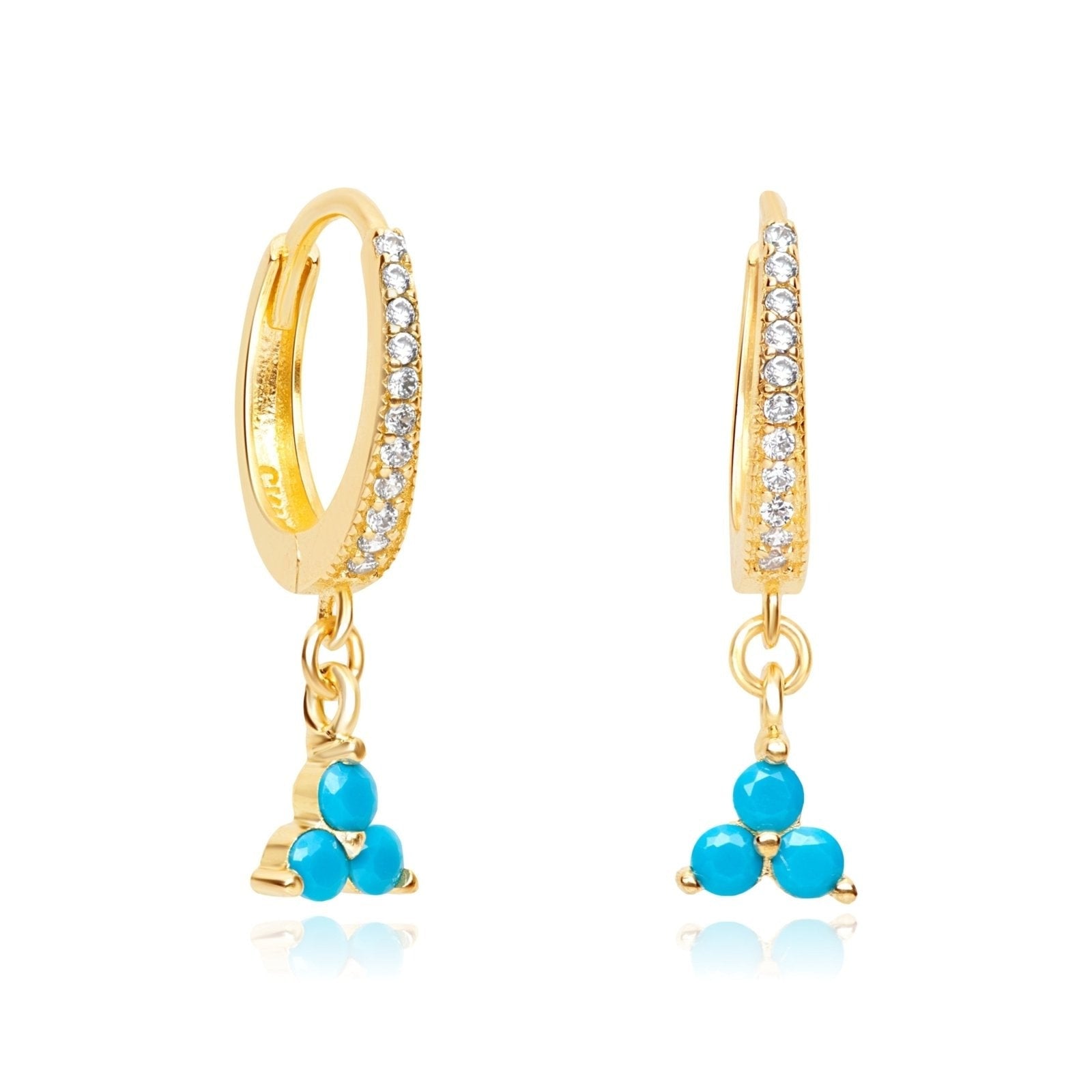 Turquoise Trinity Cluster Drop Hoops Earrings Estella Collection #product_description# 14k Birthstone Dangle Earrings #tag4# #tag5# #tag6# #tag7# #tag8# #tag9# #tag10#