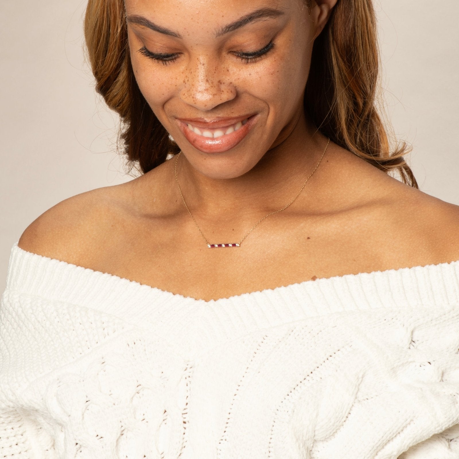 Alternating Emerald Cut Ruby and Round White Sapphire Bar Necklace Necklaces Estella Collection #product_description# 32691 Layering Necklace Made to Order Ruby #tag4# #tag5# #tag6# #tag7# #tag8# #tag9# #tag10#