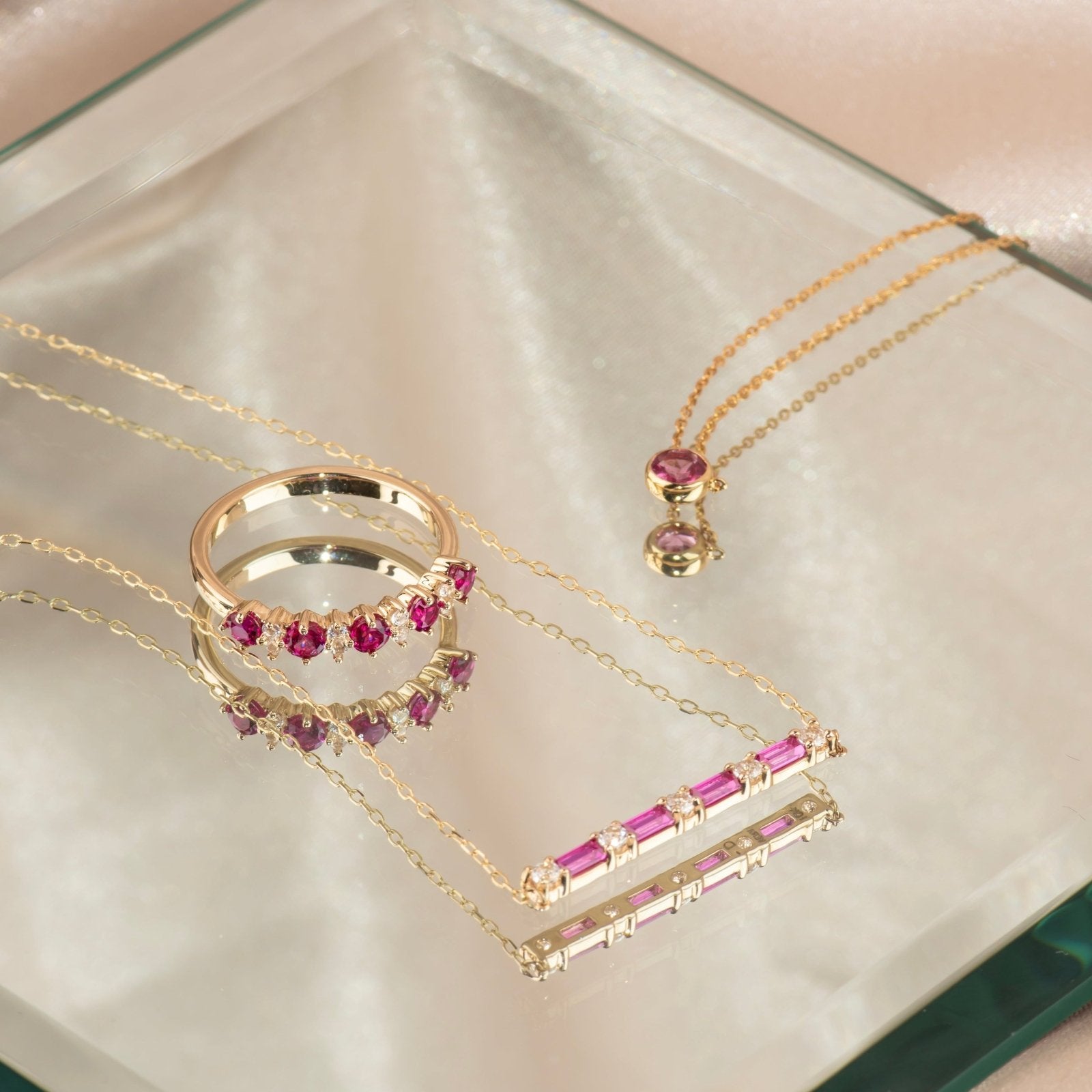 Alternating Emerald Cut Ruby and Round White Sapphire Bar Necklace Necklaces Estella Collection #product_description# 32691 Layering Necklace Made to Order Ruby #tag4# #tag5# #tag6# #tag7# #tag8# #tag9# #tag10#