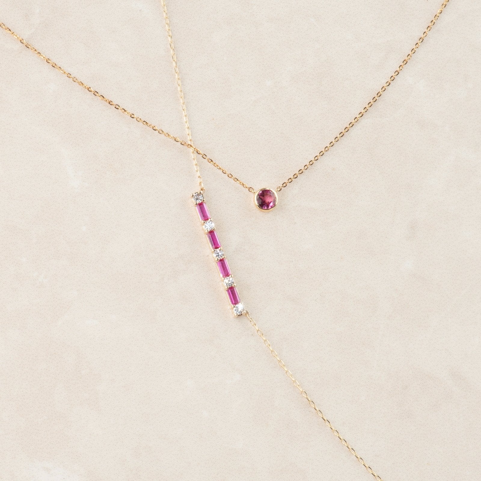 Alternating Emerald Cut Ruby and Round White Sapphire Bar Necklace Necklaces Estella Collection #product_description# 32691 Layering Necklace Made to Order Ruby #tag4# #tag5# #tag6# #tag7# #tag8# #tag9# #tag10#
