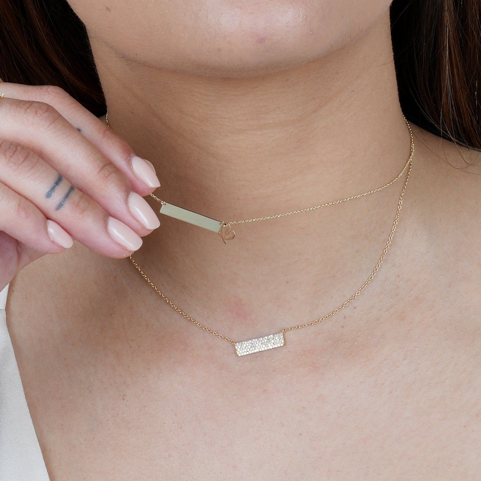 Bar Monogram Nameplate Necklace in Solid Gold Necklaces Estella Collection #product_description# 17667 14k Make Collection Personalized Jewelry #tag4# #tag5# #tag6# #tag7# #tag8# #tag9# #tag10#