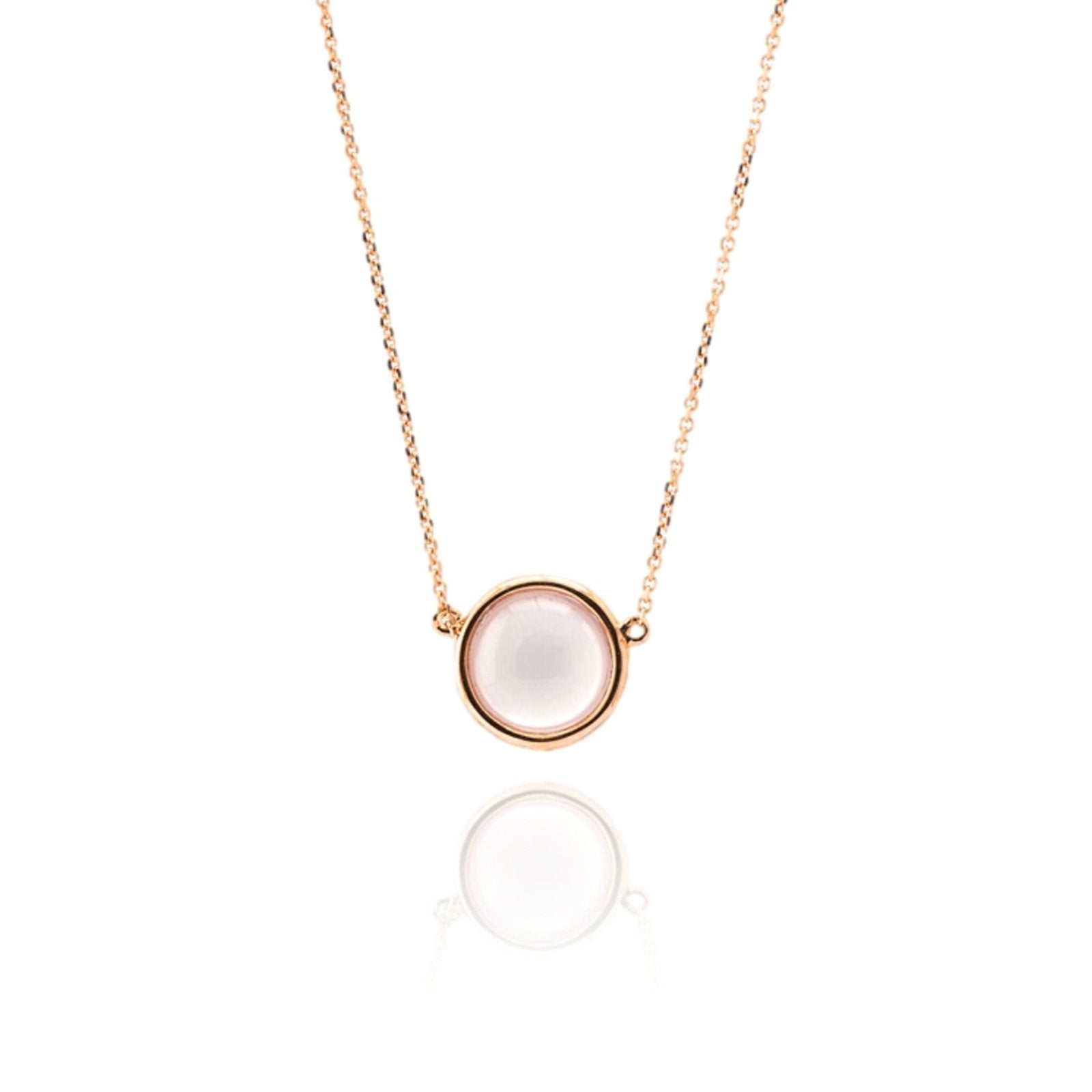 Bezel Set Rose Quartz Station Necklace in Solid 14k Rose Gold Necklaces Estella Collection #product_description# 17182 14k Make Collection pendant chain #tag4# #tag5# #tag6# #tag7# #tag8# #tag9# #tag10#