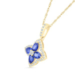 Blue Sapphire Clover Pendant with White Sapphire Halo Necklaces Estella Collection #product_description# 32724 10k Birthstone blue #tag4# #tag5# #tag6# #tag7# #tag8# #tag9# #tag10#