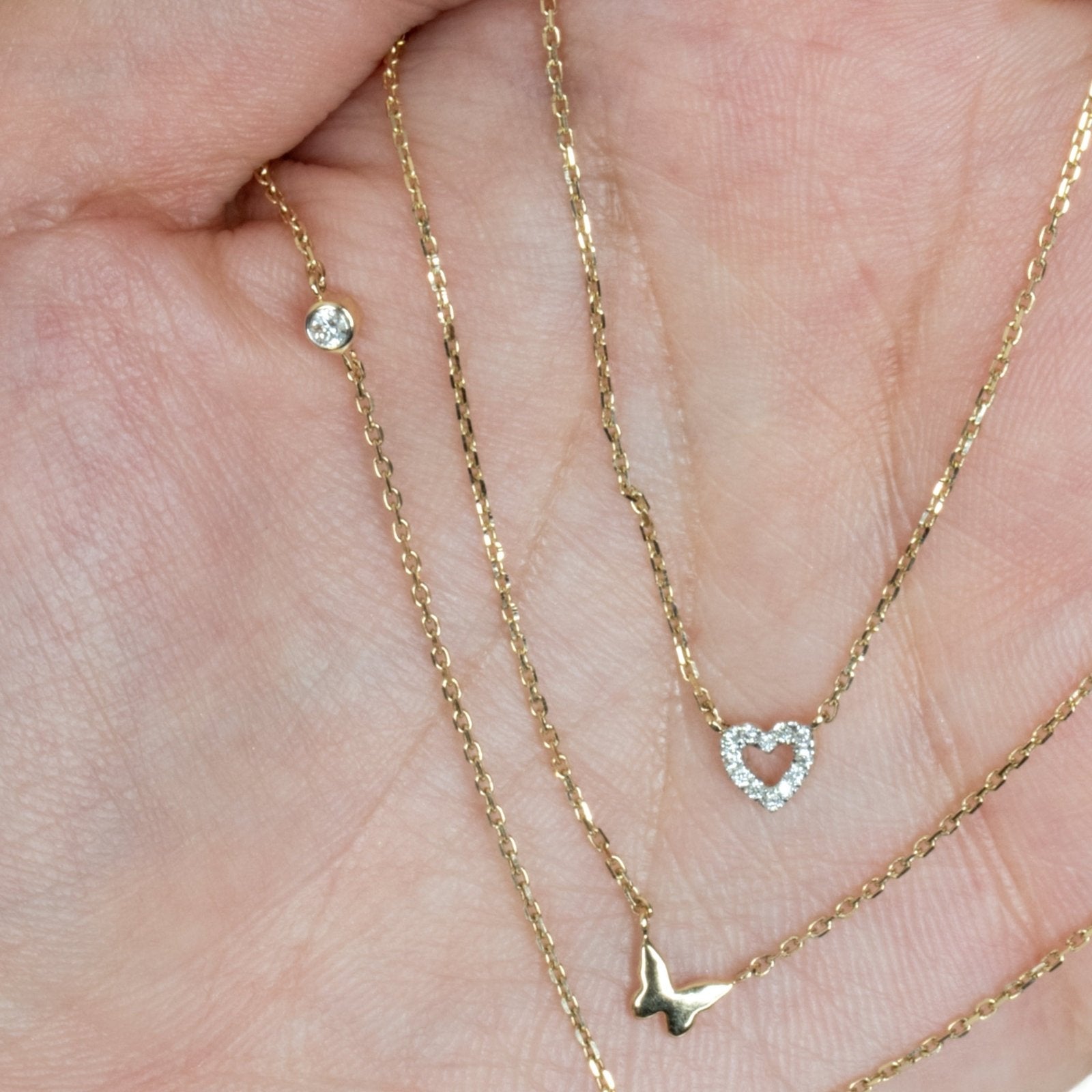 Bubble Butterfly and Diamond Station Necklace Necklaces Estella Collection #product_description# 18210 14k Colorless Gemstone Diamond #tag4# #tag5# #tag6# #tag7# #tag8# #tag9# #tag10#