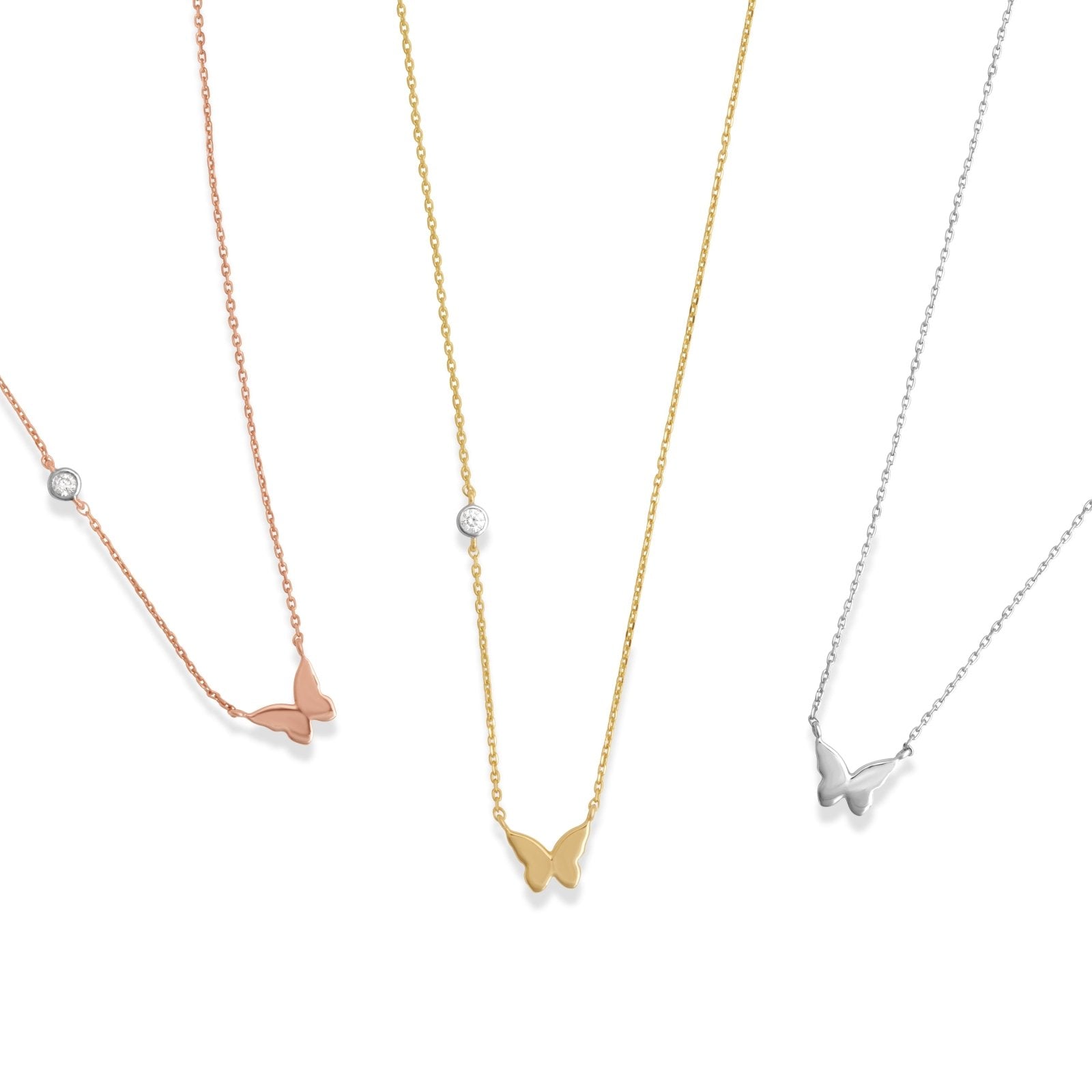 Bubble Butterfly and Diamond Station Necklace Necklaces Estella Collection #product_description# 18210 14k Colorless Gemstone Diamond #tag4# #tag5# #tag6# #tag7# #tag8# #tag9# #tag10#