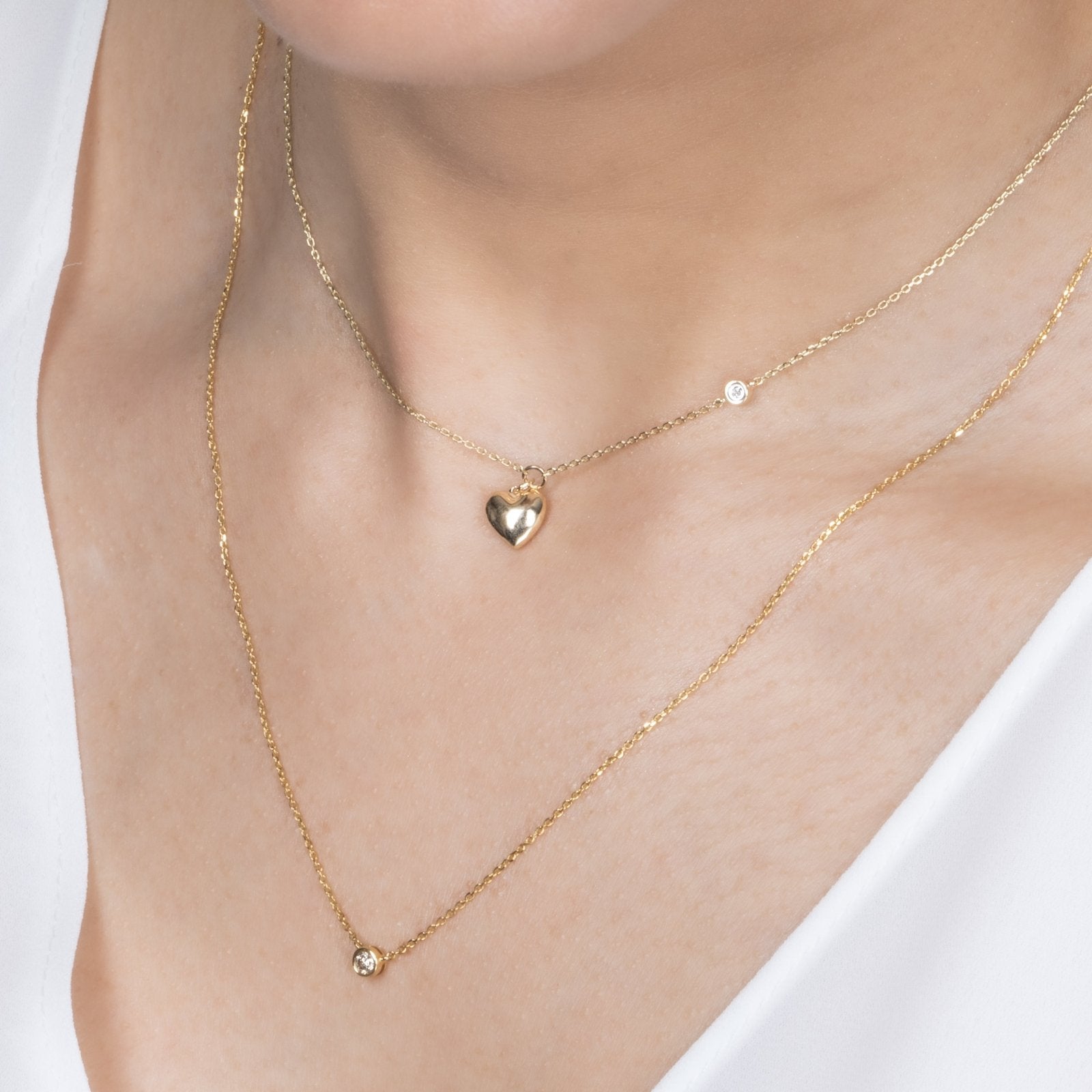 Bubble Heart and Diamond Station Necklace Necklaces Estella Collection #product_description# 18209 14k Colorless Gemstone Diamond #tag4# #tag5# #tag6# #tag7# #tag8# #tag9# #tag10#
