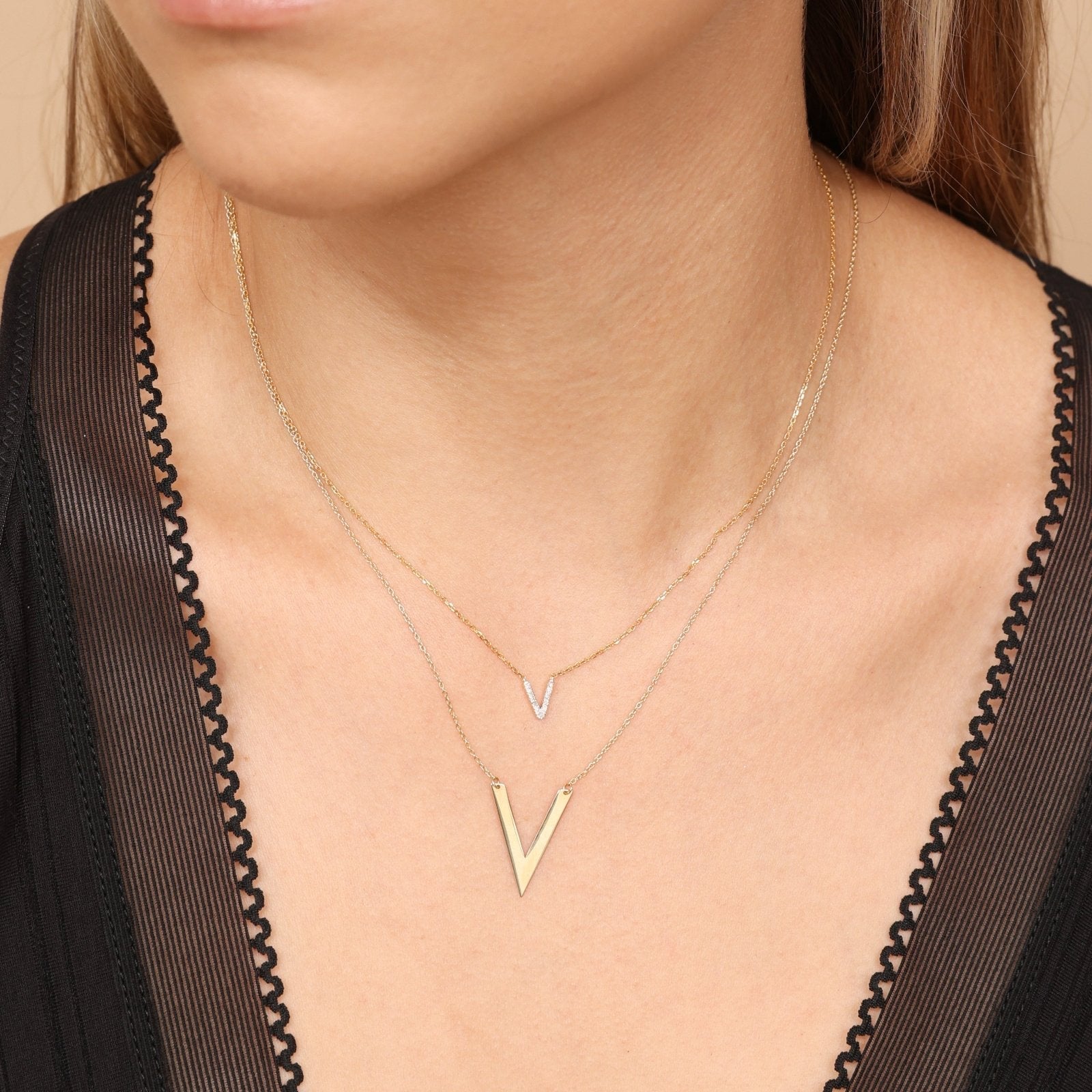 Chevron V Station Necklace in Solid Gold Necklaces Estella Collection #product_description# 17665 10k 14k Make Collection #tag4# #tag5# #tag6# #tag7# #tag8# #tag9# #tag10#