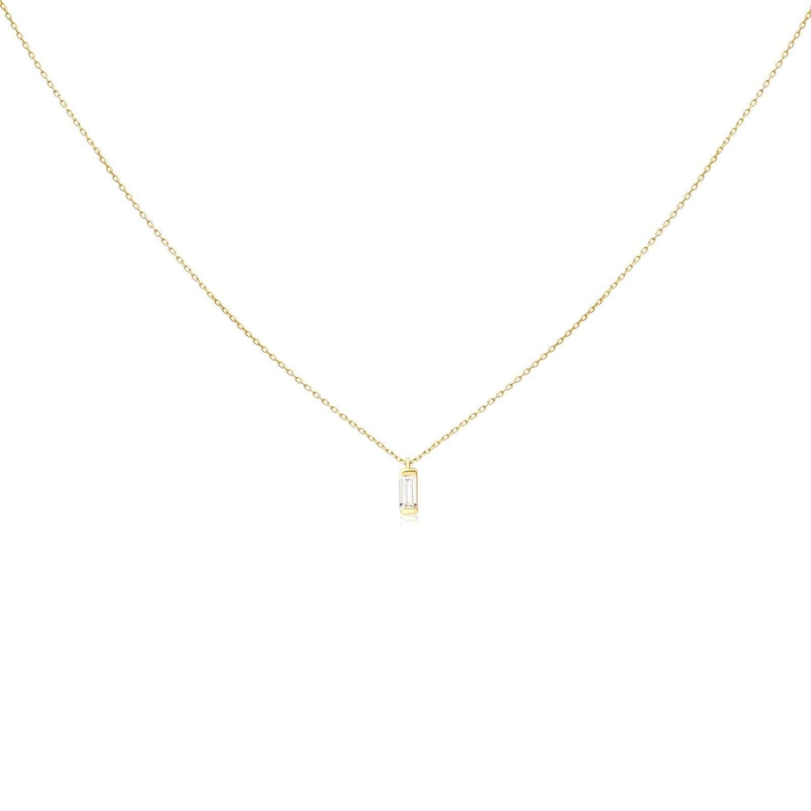 Clear Baguette Pendant Necklace Necklaces Estella Collection #product_description# 14k Colorless Gemstone Cubic Zirconia #tag4# #tag5# #tag6# #tag7# #tag8# #tag9# #tag10#