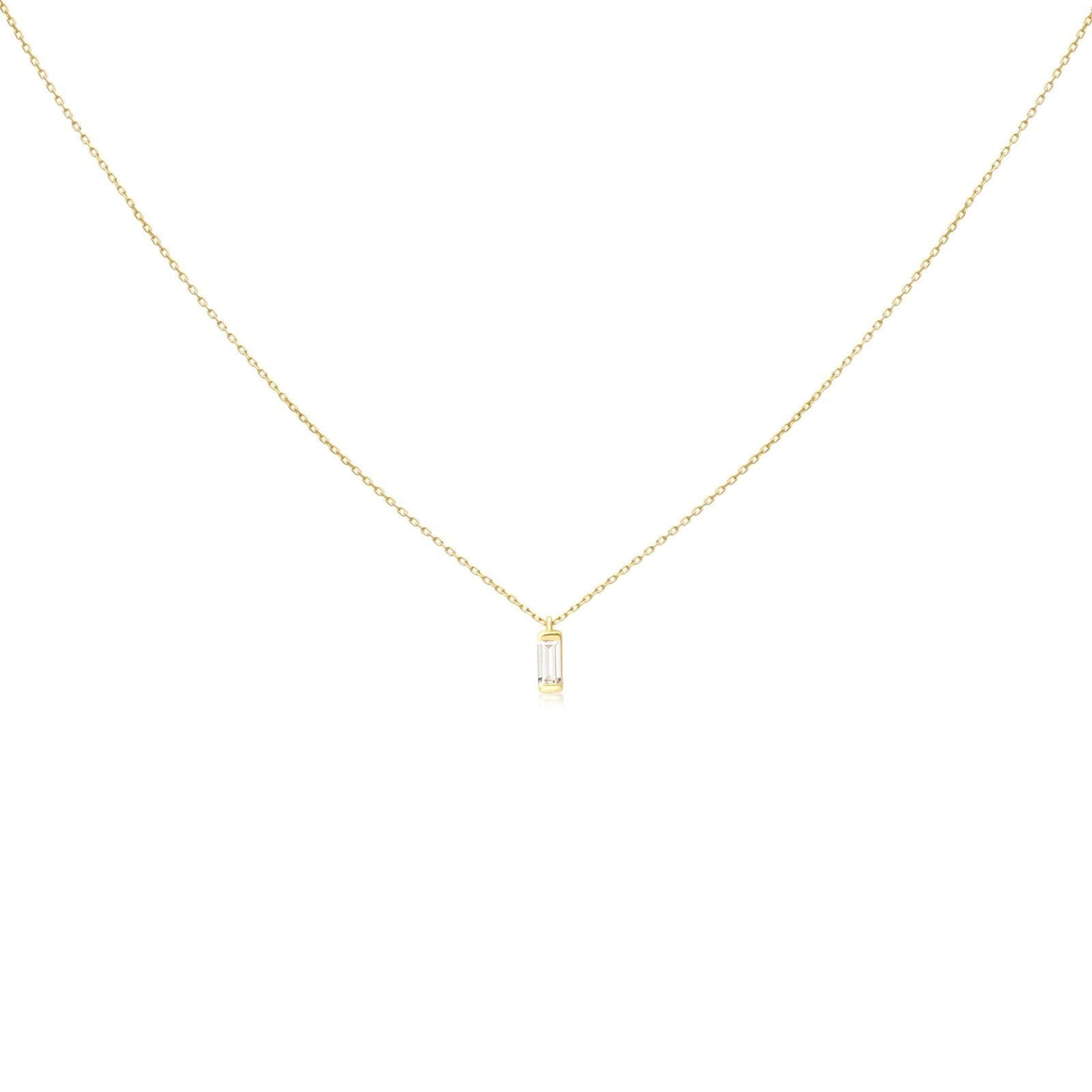 Clear Baguette Pendant Necklace Necklaces Estella Collection #product_description# 14k Colorless Gemstone Cubic Zirconia #tag4# #tag5# #tag6# #tag7# #tag8# #tag9# #tag10#