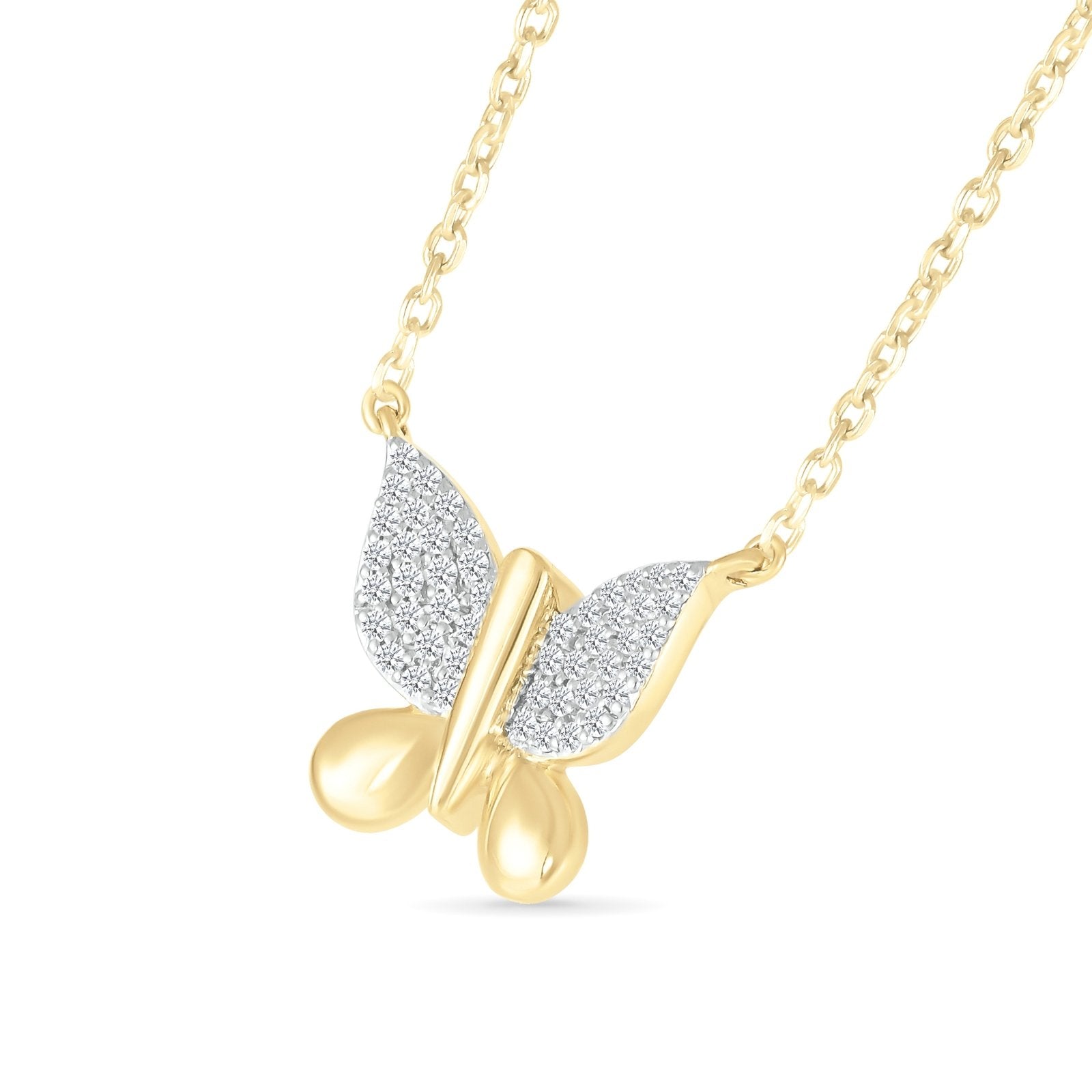 Diamond Butterfly Pendant Necklace Necklaces Estella Collection #product_description# 32703 10k April Birthstone Colorless Gemstone #tag4# #tag5# #tag6# #tag7# #tag8# #tag9# #tag10#