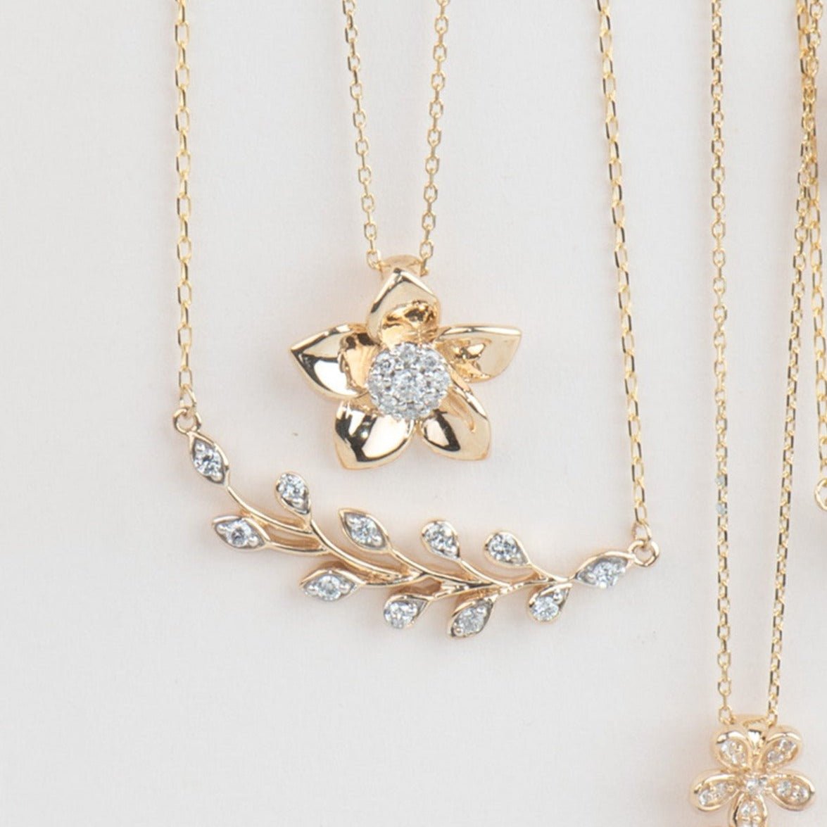 Diamond Pave Center Flower Pendant with Five Gold Petals Necklaces Estella Collection #product_description# 32738 10k April Birthstone Colorless Gemstone #tag4# #tag5# #tag6# #tag7# #tag8# #tag9# #tag10#