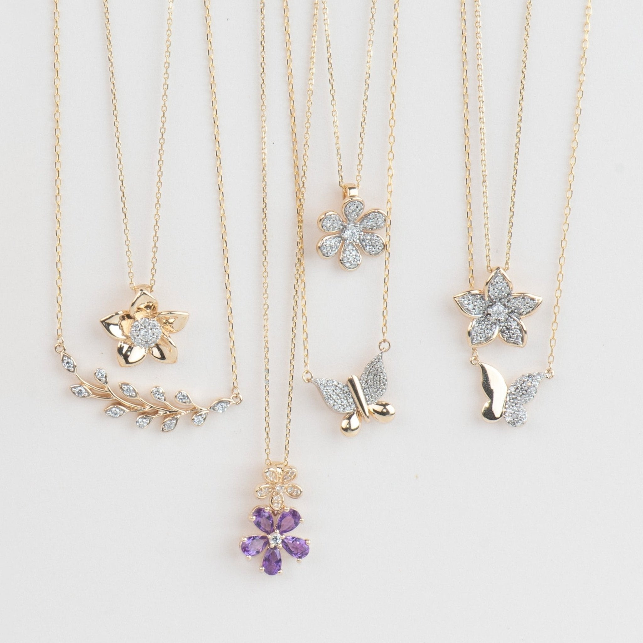 Diamond Pave Center Flower Pendant with Five Gold Petals Necklaces Estella Collection #product_description# 32738 10k April Birthstone Colorless Gemstone #tag4# #tag5# #tag6# #tag7# #tag8# #tag9# #tag10#