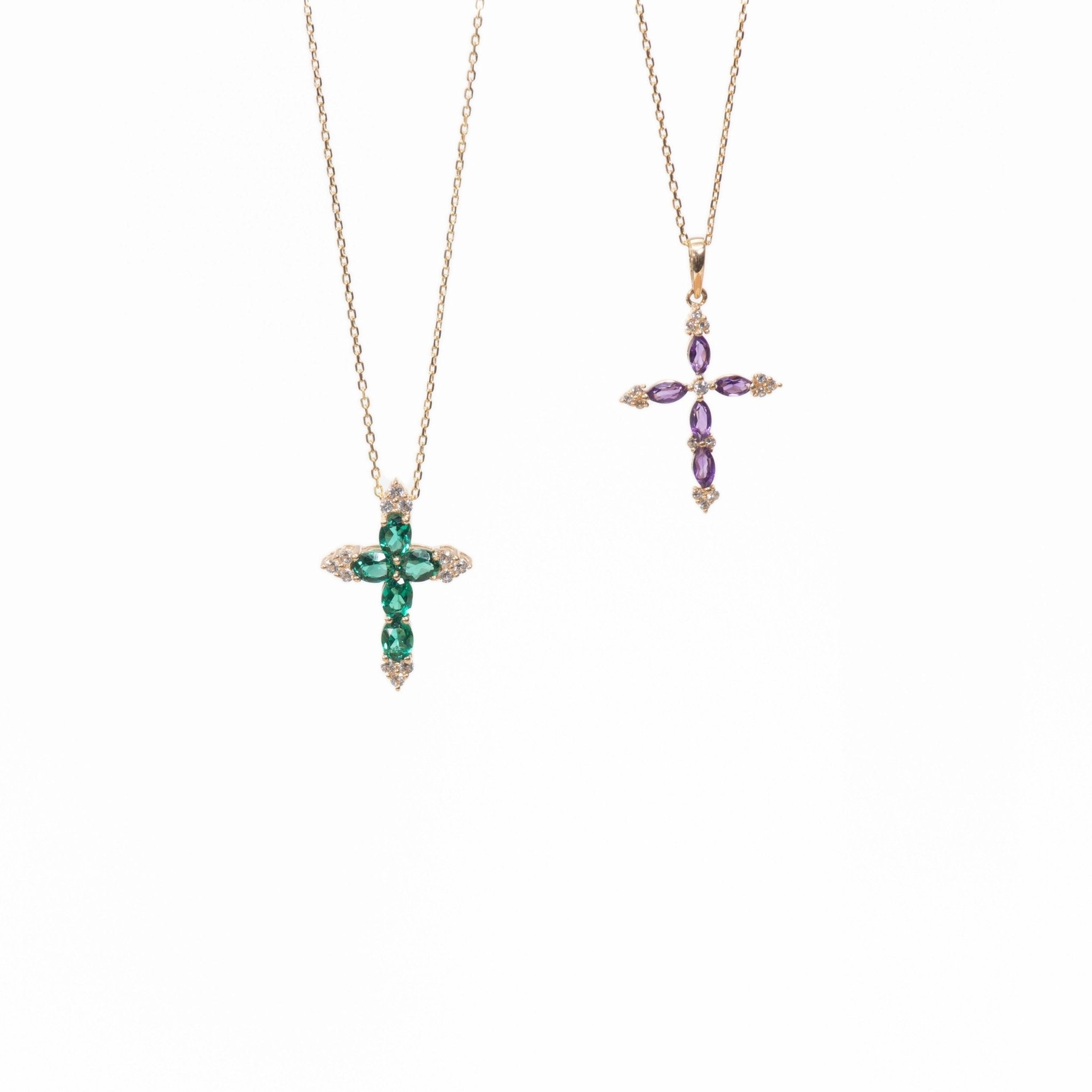 Emerald and White Sapphire Cross Pendant Necklaces Estella Collection #product_description# 32715 10k Birthstone Birthstone Jewelry #tag4# #tag5# #tag6# #tag7# #tag8# #tag9# #tag10#