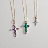 Emerald and White Sapphire Cross Pendant Necklaces Estella Collection #product_description# 32715 10k Birthstone Birthstone Jewelry #tag4# #tag5# #tag6# #tag7# #tag8# #tag9# #tag10#