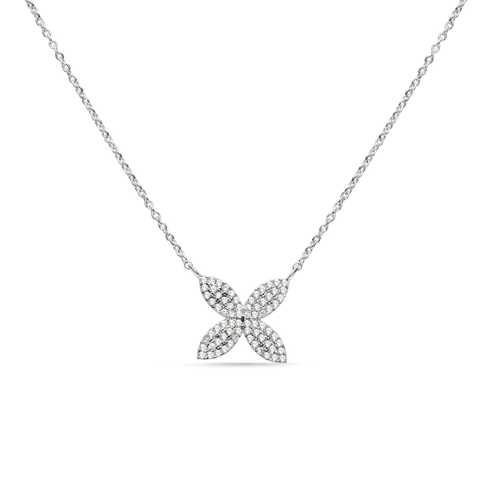 Four Petal Diamond Pavé Flower Necklace Necklaces Estella Collection #product_description# 17715 14k Diamond Flower Jewelry #tag4# #tag5# #tag6# #tag7# #tag8# #tag9# #tag10#