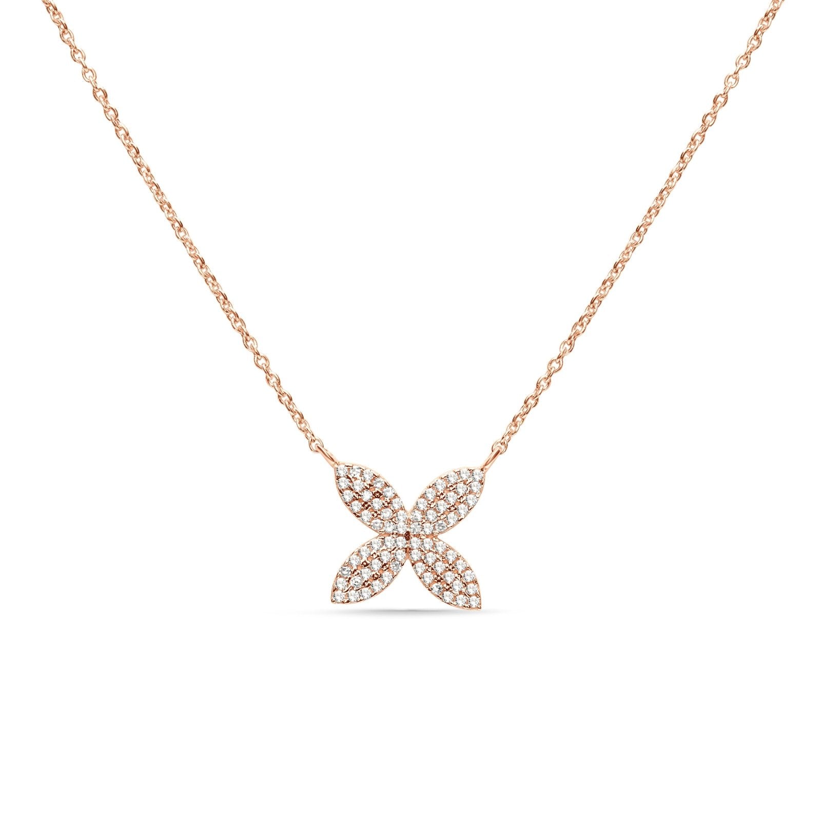 Four Petal Diamond Pavé Flower Necklace Necklaces Estella Collection #product_description# 17716 14k Diamond Flower Jewelry #tag4# #tag5# #tag6# #tag7# #tag8# #tag9# #tag10#
