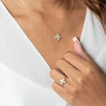 Four Petal Diamond Pave Flower Necklace Necklaces Estella Collection #product_description# 32698 10k April Birthstone Colorless Gemstone #tag4# #tag5# #tag6# #tag7# #tag8# #tag9# #tag10#