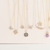 Four Petal Diamond Pave Flower Necklace Necklaces Estella Collection #product_description# 32698 10k April Birthstone Colorless Gemstone #tag4# #tag5# #tag6# #tag7# #tag8# #tag9# #tag10#