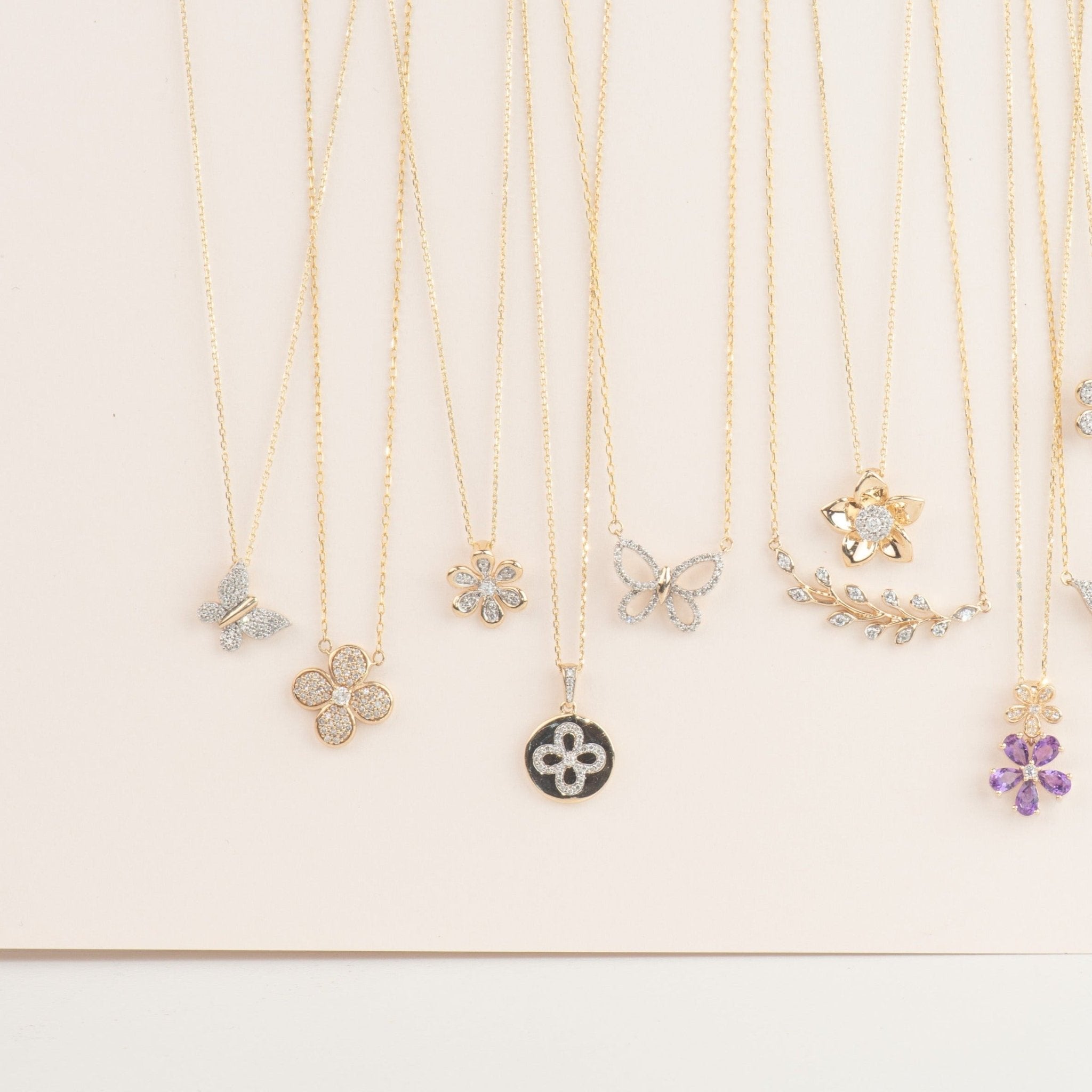 Four Petal Diamond Pave Flower Necklace Necklaces Estella Collection #product_description# 32698 10k April Birthstone Colorless Gemstone #tag4# #tag5# #tag6# #tag7# #tag8# #tag9# #tag10#