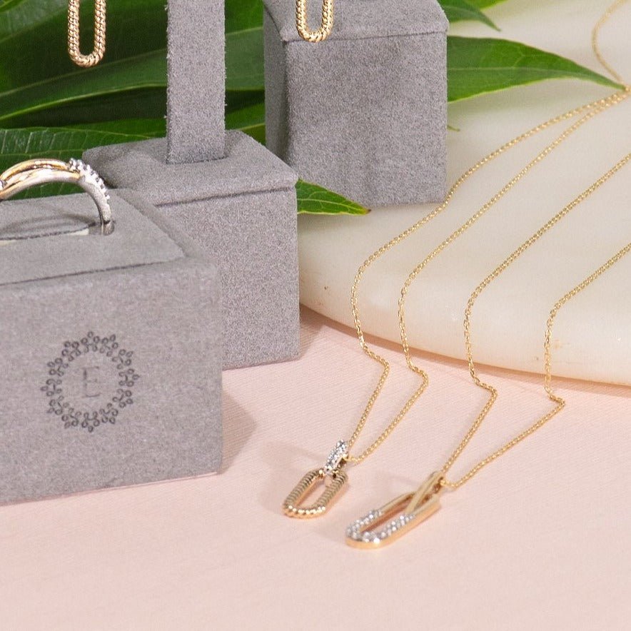 Interlocking Braided Gold and Diamond Paperclip Necklace Necklaces Estella Collection #product_description# 32718 925 Diamond Made to Order #tag4# #tag5# #tag6# #tag7# #tag8# #tag9# #tag10#