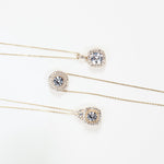 Round White Sapphire Pendant with Double White Sapphire Halo Necklaces Estella Collection #product_description# 32722 Made to Order Pendant Necklace White Sapphire #tag4# #tag5# #tag6# #tag7# #tag8# #tag9# #tag10#