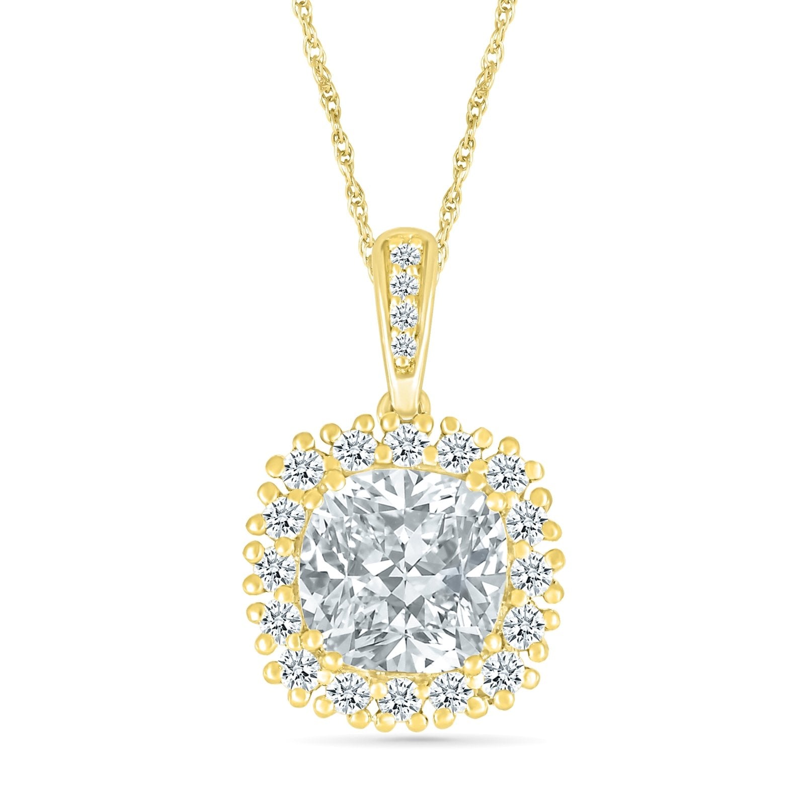 Round White Sapphire Pendant with White Sapphire Halo Necklaces Estella Collection #product_description# 32725 Made to Order Pendant Necklace White Sapphire #tag4# #tag5# #tag6# #tag7# #tag8# #tag9# #tag10#