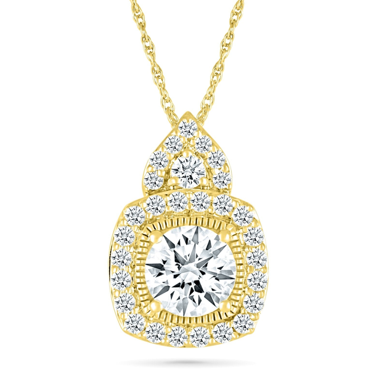 White Sapphire Pendant Necklace with White Sapphire Halo and Bail Necklaces Estella Collection #product_description# 32726 Made to Order Pendant Necklace White Sapphire #tag4# #tag5# #tag6# #tag7# #tag8# #tag9# #tag10#
