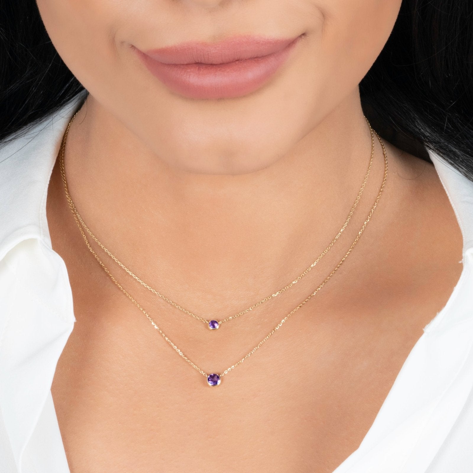 Amethyst Station Necklace Bezel Set in 14k Gold Necklaces Estella Collection #product_description# 18402 14k Amethyst Birthstone #tag4# #tag5# #tag6# #tag7# #tag8# #tag9# #tag10# 3MM