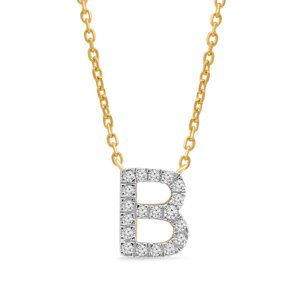 Classic Diamond Initial Charm Necklace Necklaces Estella Collection #product_description# 18001 14k Diamond Gemstone #tag4# #tag5# #tag6# #tag7# #tag8# #tag9# #tag10# B 14k Yellow Gold
