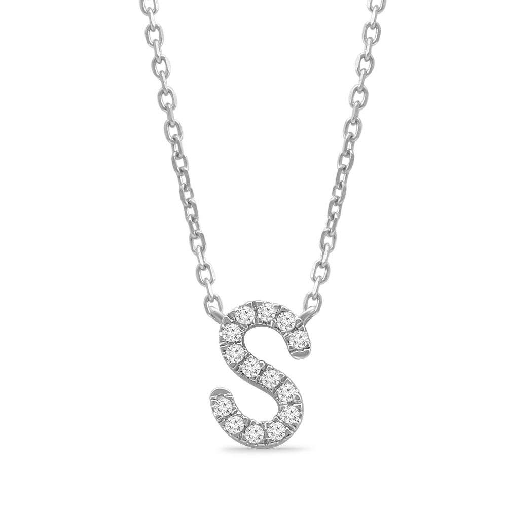 Classic Diamond Initial Charm Necklace Necklaces Estella Collection #product_description# 18030 14k Diamond Gemstone #tag4# #tag5# #tag6# #tag7# #tag8# #tag9# #tag10# S 14k White Gold